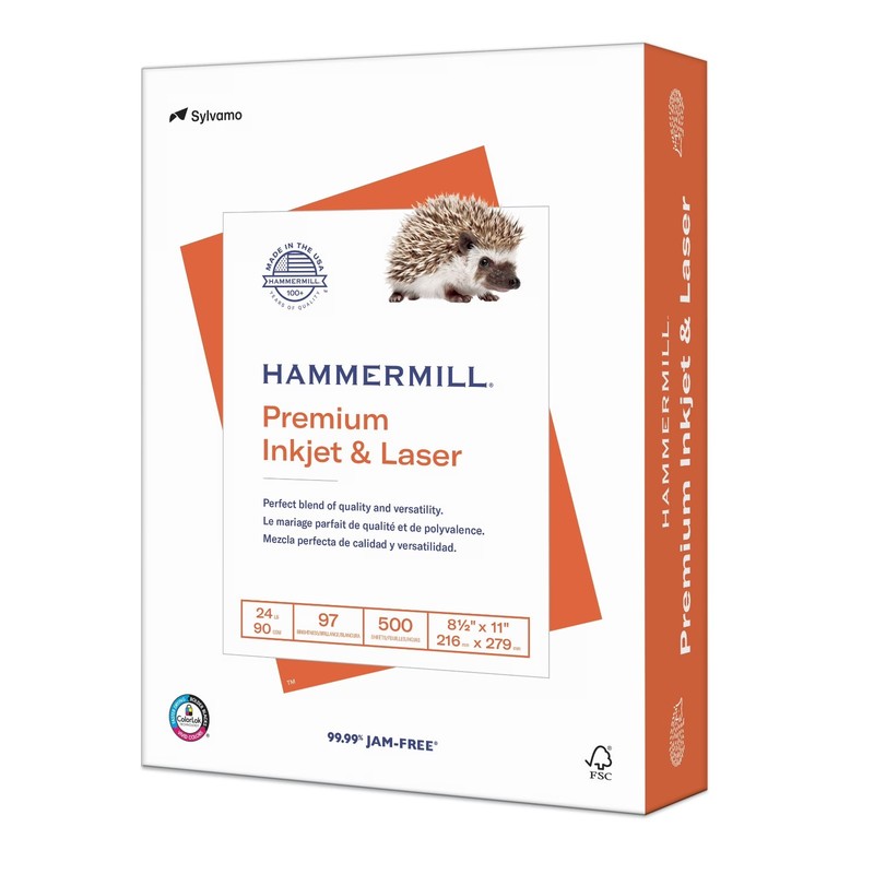 Hammermill Premium Printer Paper, 24lb,8.5×11,White,1 Ream ,500 Sheets.