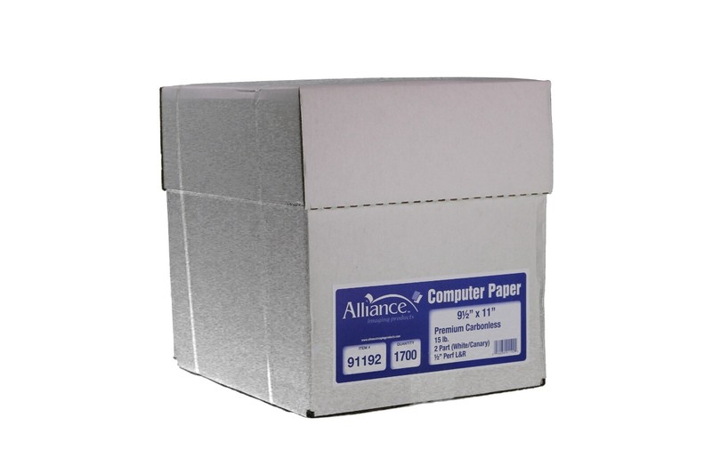 Continuous Computer Paper 9.5"x11" L&R Perf Blank 2-Pt White/Canary, 1700Sheets gallery