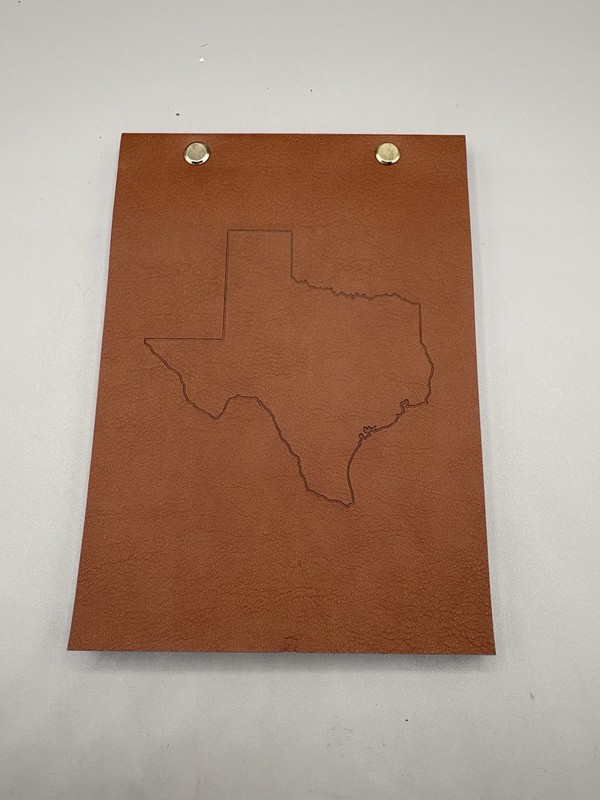Texas Leather Cover 5×7 Inch Ruled Notebook Brass Brads NEW