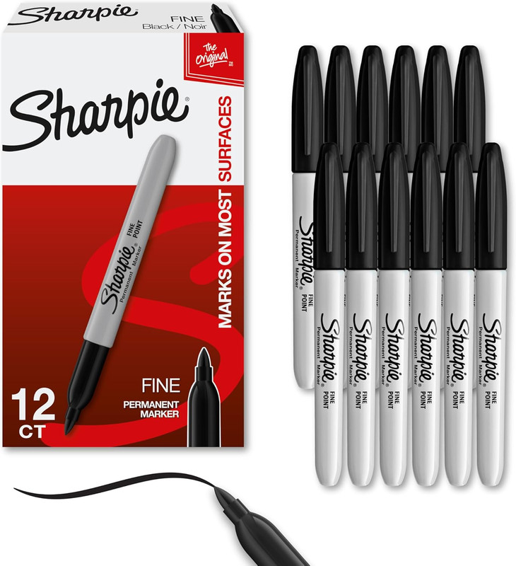 Permanent Markers Set Quick Drying Fade Resistant Fine Point Marker 12 Count