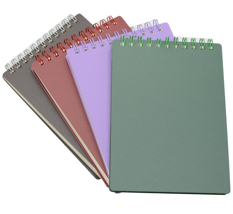 Top Bound Spiral Notebook, 4 Pcs 4 Color A6 Size Thick Plastic Hardcover 8Mm Rul