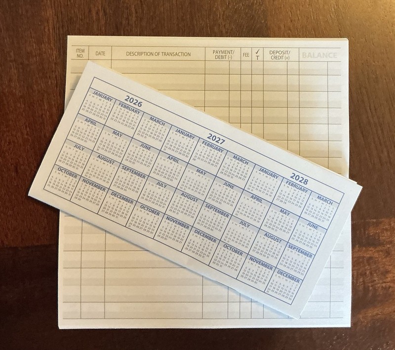 “2026” 1 CHECKBOOK TRANSACTION REGISTER CALENDAR 2026 2027 2028 CHECK BOOK REG.