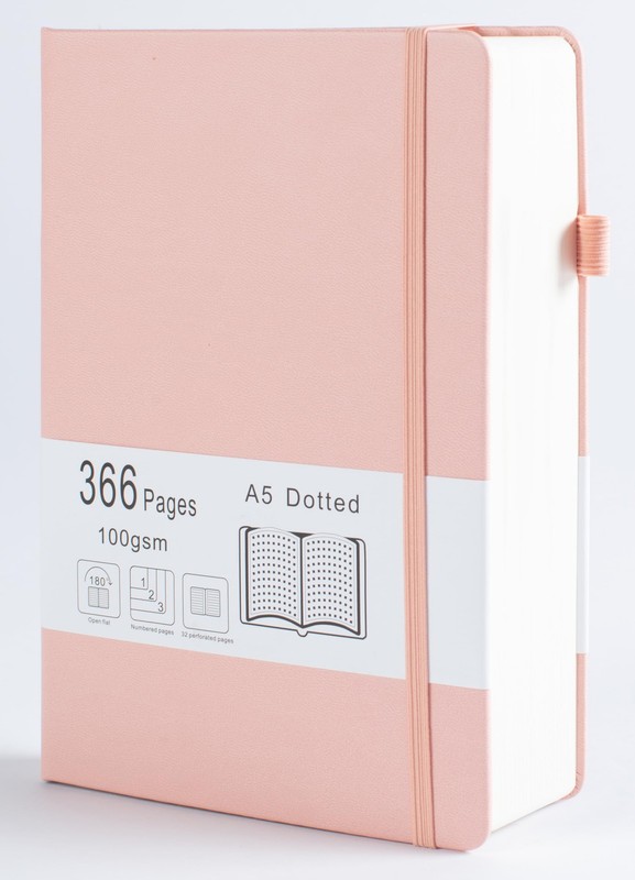 Thick Bullet Notebook with 366 Numbered Pages, A5 Dotted Journal for Writing …