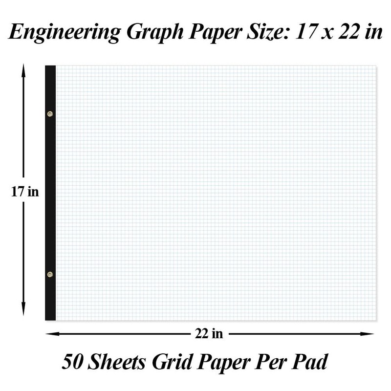 Large Engineering Graph Paper - 22" x 17" Grid Paper, 50 1-Pack, Blue gallery