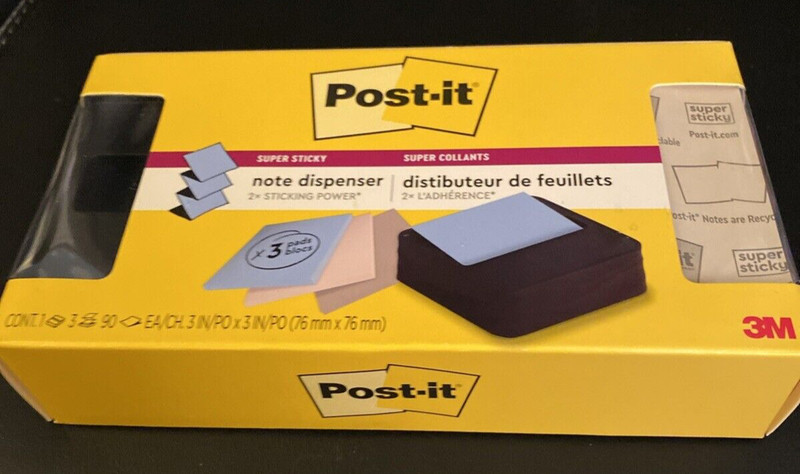 Post-it Note Dispenser Modern Black Dispenser With 3 Super Sticky Pop-up Pads