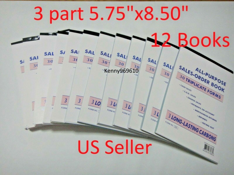 12X-3 part Sales Order Book Receipt Invoice Triplicate 30 sets Form 5.75″X8.50″
