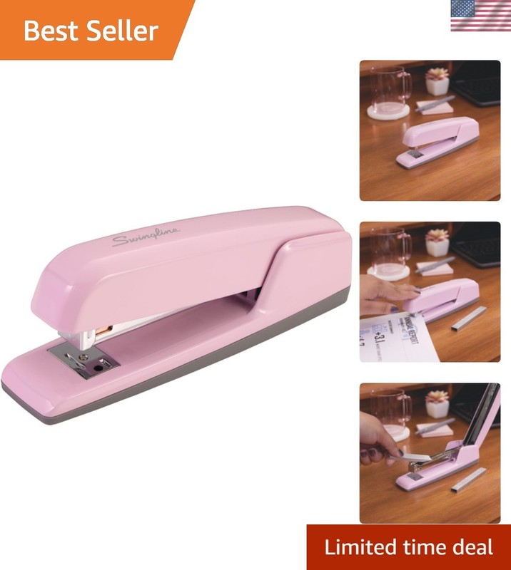 Durable All-Metal Blush Pink Stapler – 30 Sheets, Tacking & Pinning Features