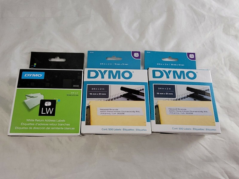 DYMO LabelWriter Return Address Labels Lot 3/4 x 2 White 500 Labels Roll 30330