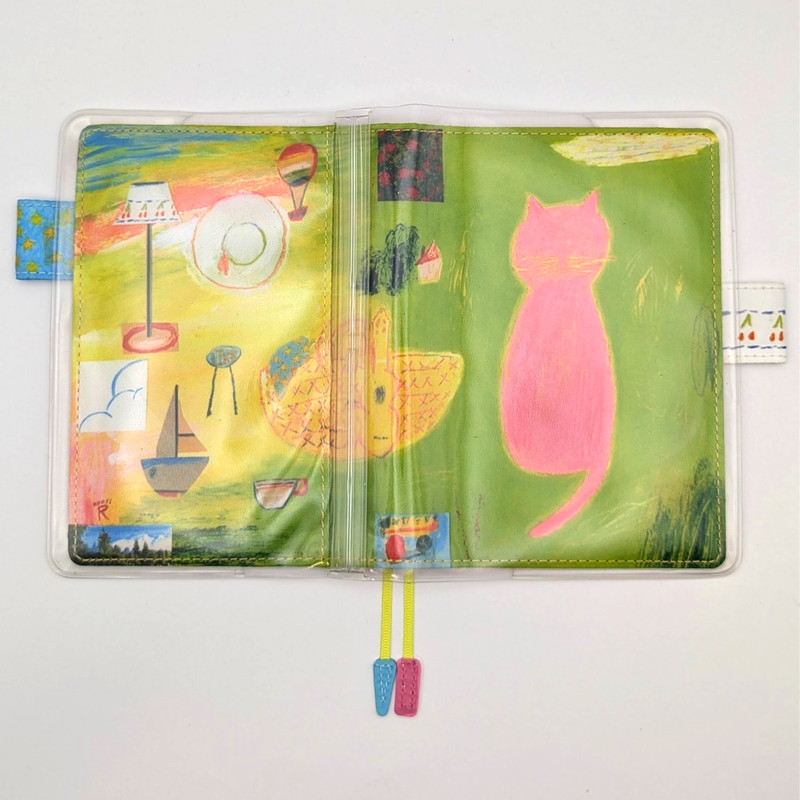 Hobonichi Techo Planner Notebook Cover Ryoji Arai Cat A6 Size w/Cover on Cover