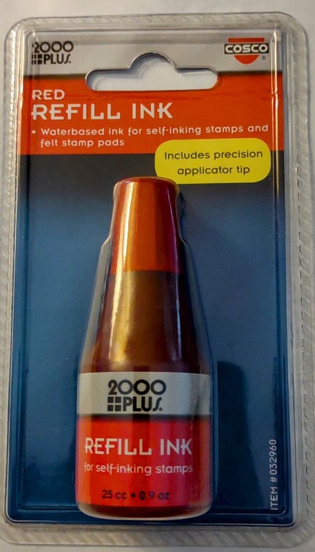 2000 PLUS Ink Refill for Self-Inking Stamps and Stamp Pads, Red, 0.9oz (032960)
