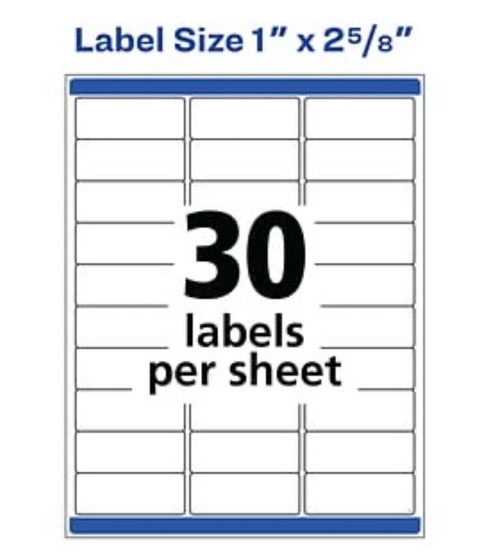Avery 5520 Weather Proof Address Labels Laser 1 x 2 5/8" White 1500 Labels (50 s gallery