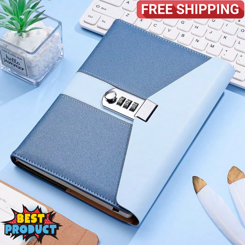 Combination Lock Notebook for Writing A5 Journal Diary With Lock Lined Notebook