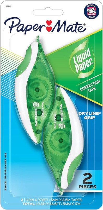 Paper Mate Liquid DryLine Grip Correction 2 Count (Pack of 1), Green