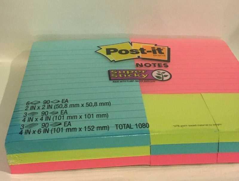 Post-it Super Sticky Notes Combo Pack Assorted Sizes, 90 Sheets/Pad, 12 Pads/Pac gallery
