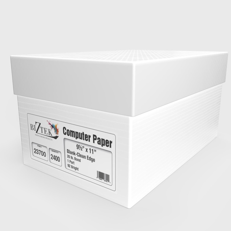 Continuous Computer Paper 9 1/2 x 11 Blank White Clean Edge 1 Part 20 lb. 92 bri