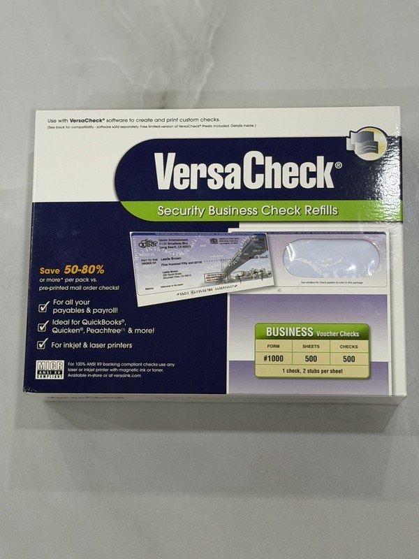 VersaCheck Security Business Check Refills #1000 500 Sheets 500 Check Refills