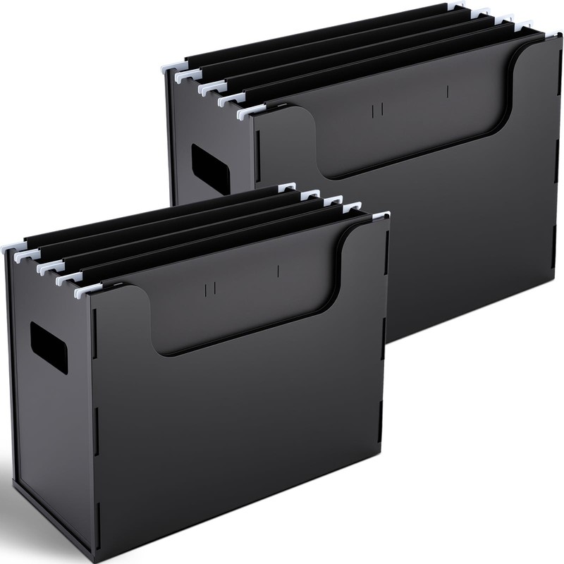 Trandraft 2 Pcs Portable Desktop File, Side 13 X 9.84 X 5.91 inches, Black