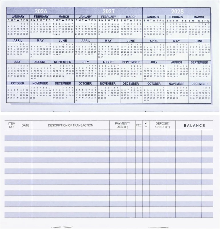 20 Pack Checkbook Register, Check Registers for Personal, Blank Ledger Transacti