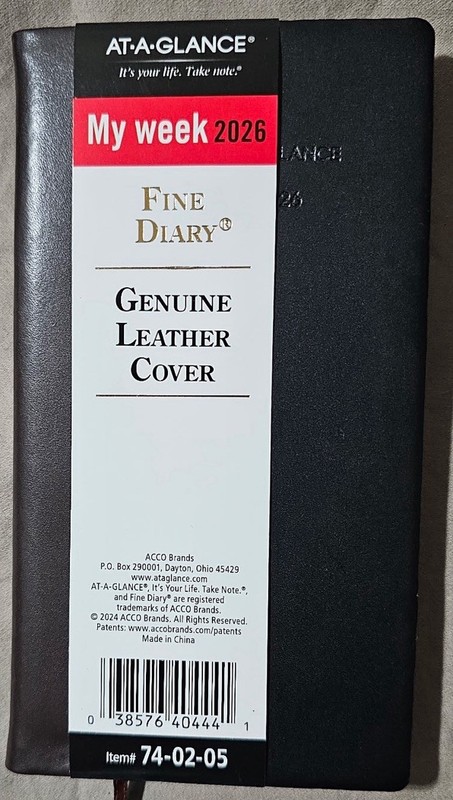 2026 AT-A-GLANCE Fine Diary Brown/Black W/M Planner (3″ x 6″) 74-02-05