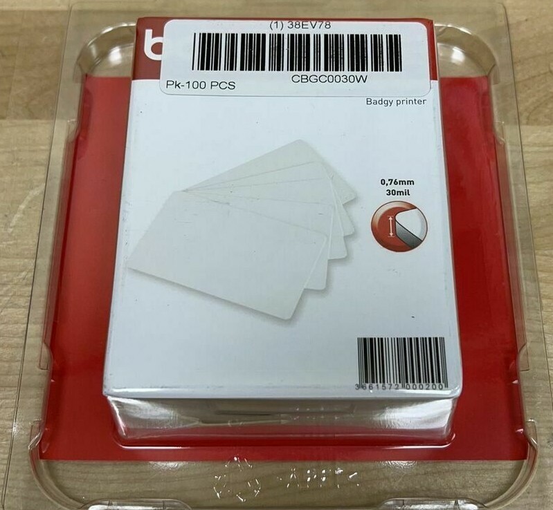 Badgy 30 Mil Thick PVC Cards Qty 100 PACK CBGC0030W (BOX OF 8)
