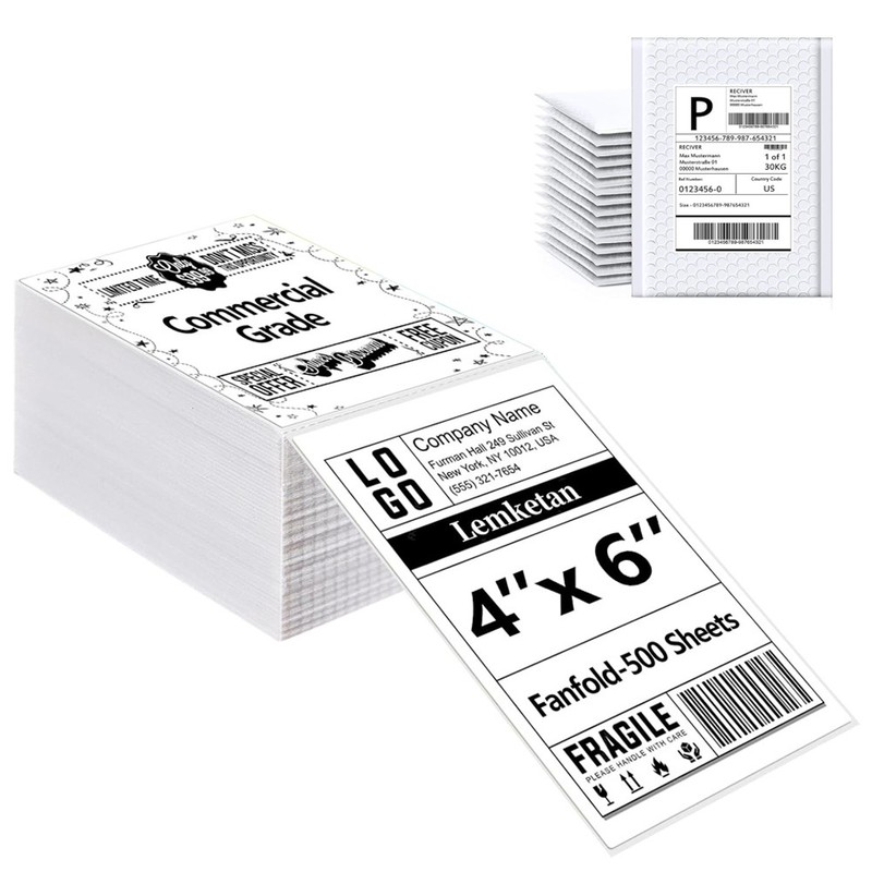 Perforated 500/Stack Commercial 4" x 6" FanFold Direct Thermal Shipping Labels