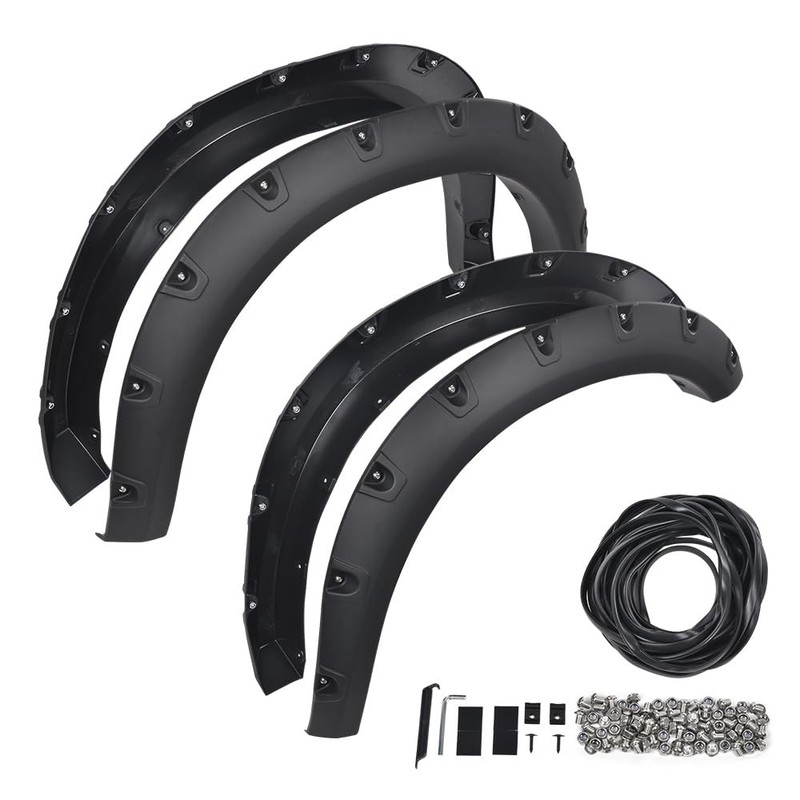 4PCS Pocket Riveted Fender Flares Dodge Ram 1500 2019-2022 Smooth Matte Black