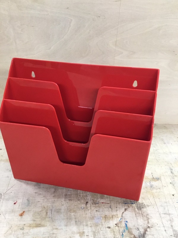 Red Horizontal Wall or Desk File Organizer Hard Plastic FREE SHIPPING