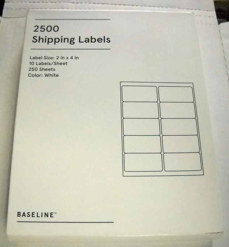 Staples Baseline #BL58261, 2500 Count 2" x 4" Shipping Labels, 250 Sheets, NEW