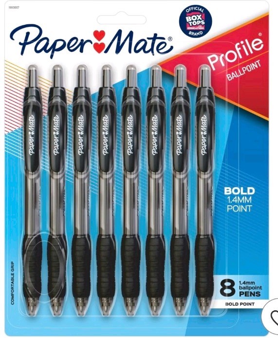Paper Mate Profile Retractable Ballpoint Pens, 1.4 Mm Bold Point, Black, 8 Coun