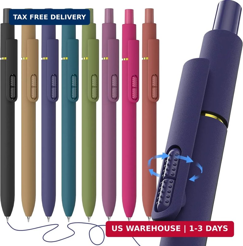 Hiacry 8 Pack Blue Ink Gel Pens，Quick-Dry 0.7mm Fine Point Fidget Pens for Smoot