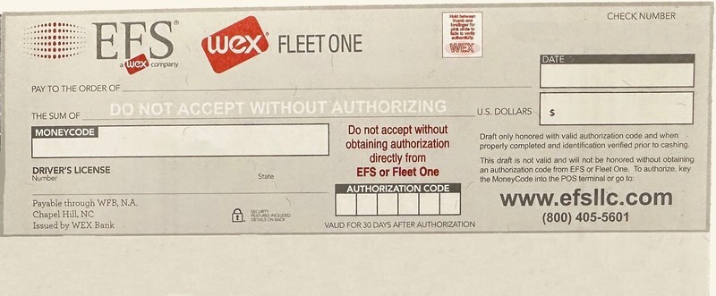 BLANK Electronic Fund Source (EFS) Checks - 10/20/40 Pack *FREE SHIPPING*