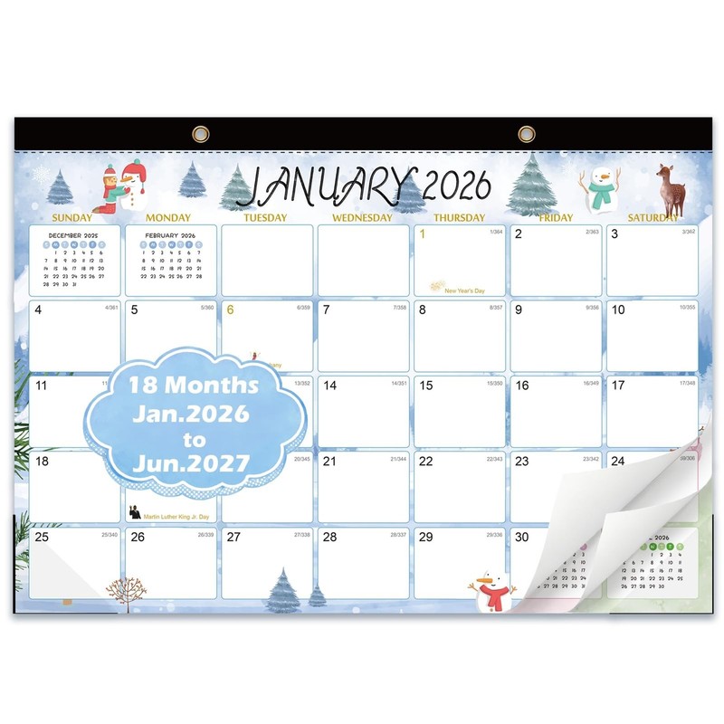 2026-2027 Desk Calendar, 18-Month Calendar 2026 from Jan 2026 to Jun 2027, Wa…