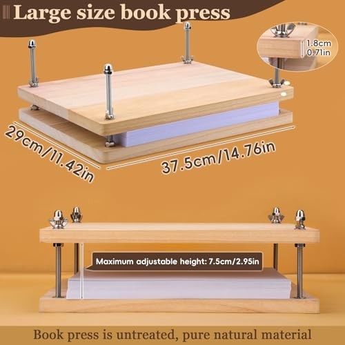 45 Pcs Book Binding Kit - Large Book Press 14.76"x11.42", Bone Folder, Repair To gallery
