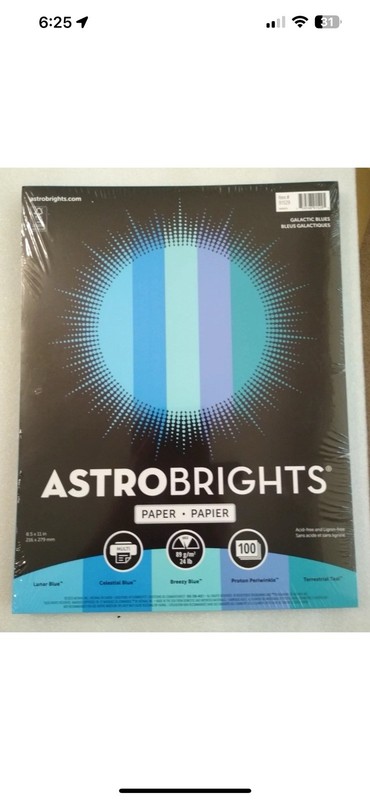 Astrobrights 91529 Assorted Blue Colored Paper 8.5″ X 11″ 24 lbs 100 Sheets New