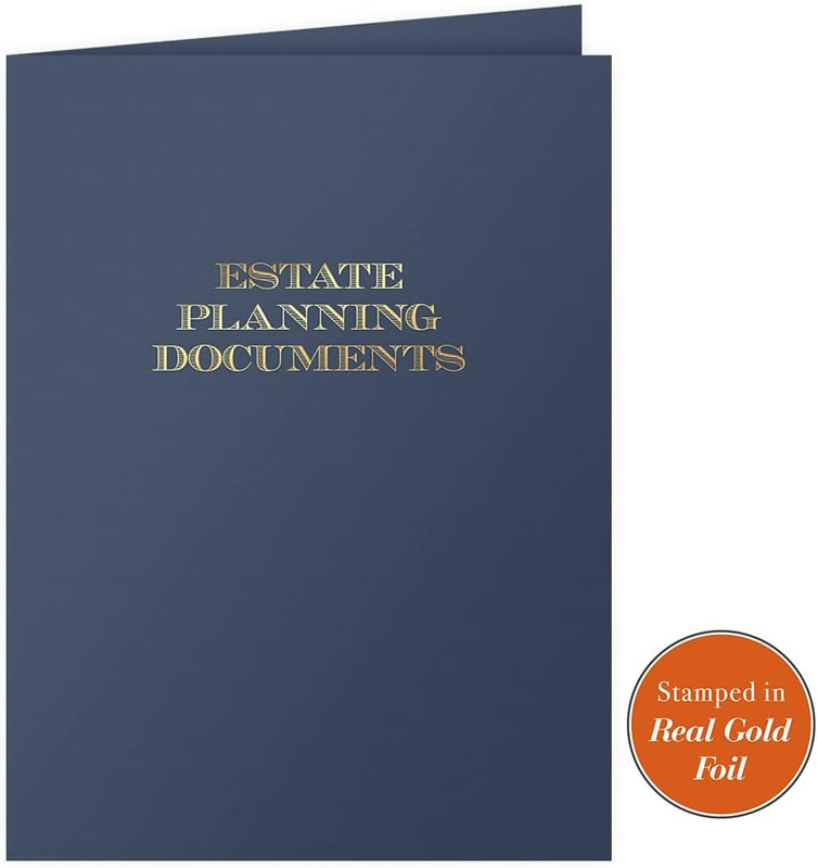 25 Count, Blue, Estate Planning Documents Pocket Folders, Gold Foil Stamped, for gallery