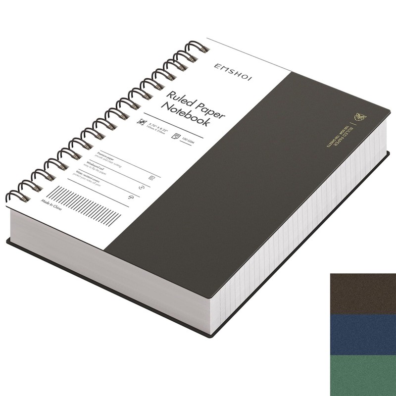EMSHOI A5 Spiral Notebook College Ruled Lined Journal, Small 5.7" A5, Coffee