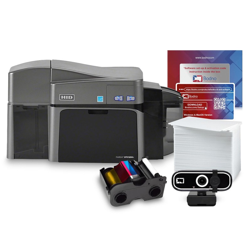 Fargo DTC1250e Dual Sided ID Card Printer & Complete Supplies Package