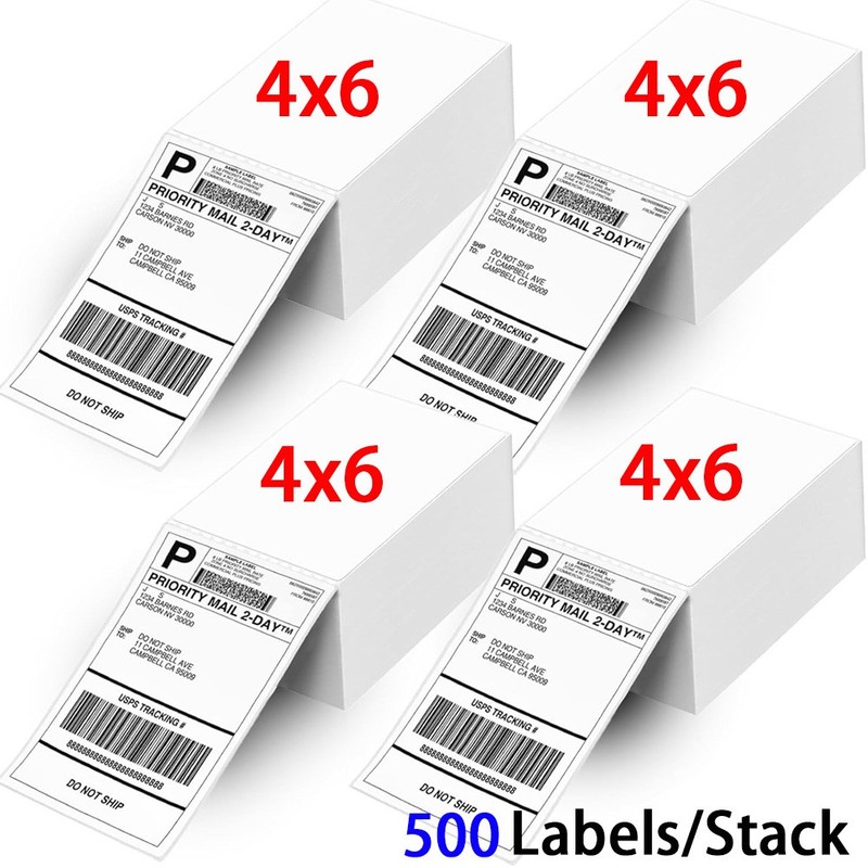 500/Stack 4x6 Fanfold Direct Thermal Shipping Labels Perforated Mailing Labels