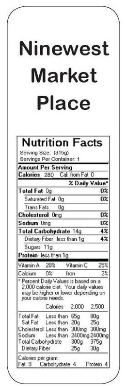 Printed Nutrition Labels, 1000 Custom 3/4″ x 2-1/2″ Rectangle, 1 Color Laminated