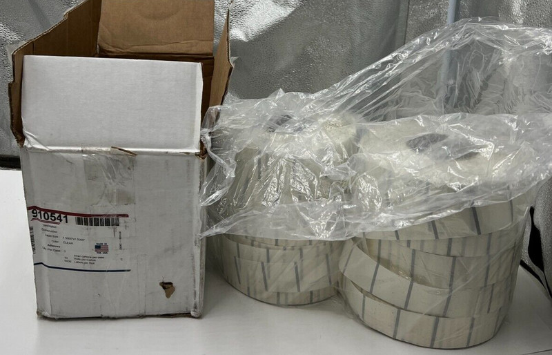 10 Rolls of 5000 Clear Label 1.5000" x 1.5000" Square 910541 5000/Roll