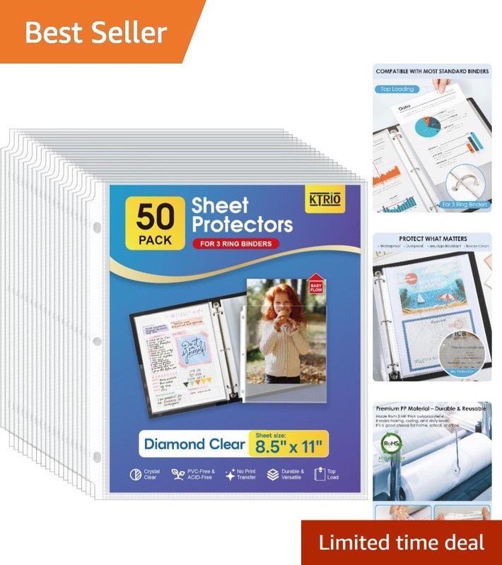 Multi-Purpose Clear Document Protectors, 50 Pack 8.5 x 11 for Home and Office