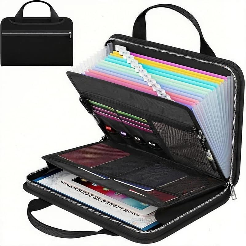 Large Capacity A4 Fireproof File Folder with Handle Portable Document Organizer