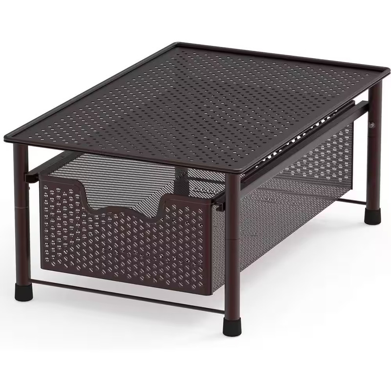 Bronze 11 In. X 7.5 In. Metal Modern Sliding Desk Organizer Drawer