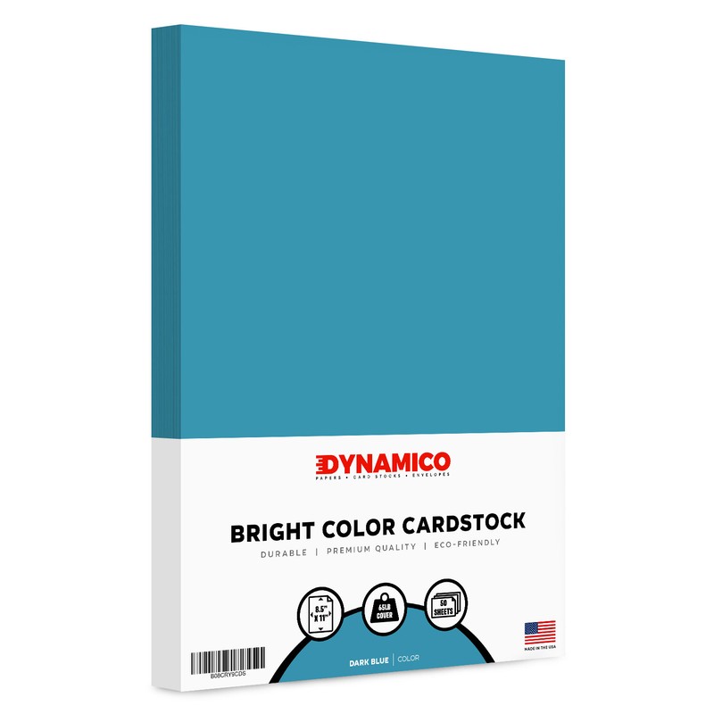 Dark Blue Bright Color Cardstock Paper, 65lb Cover (176gsm), 8.5 x 11, 50 Sheets