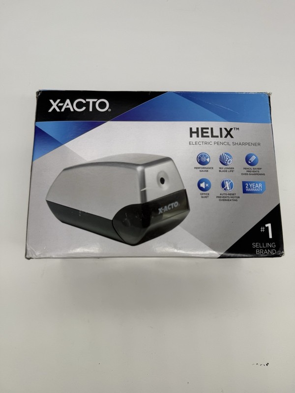 X-ACTO #1900 Helix Home/Office Electric Pencil Sharpener, Silver/Black NIB