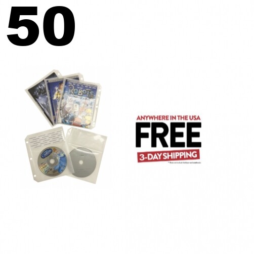 50 White CD/DVD Half Sheet Storage Binder Filing Sleeve & Booklet **1-3 DAYS