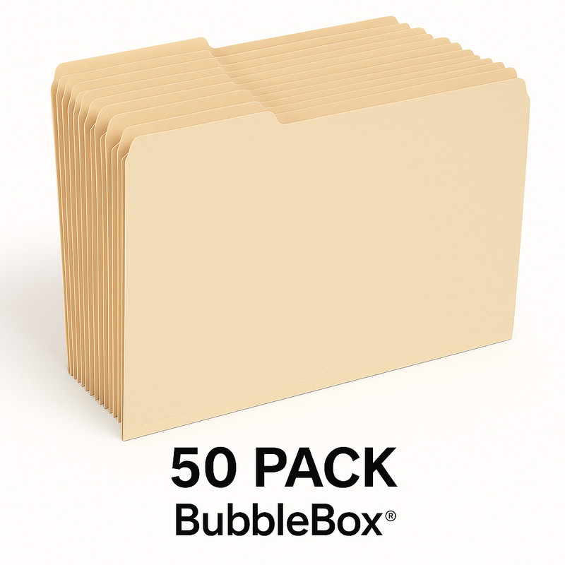 Pendaflex Manila File Folders Letter 1/3-Cut Tabs 11 Pt Stock 50 Pack BubbleBox