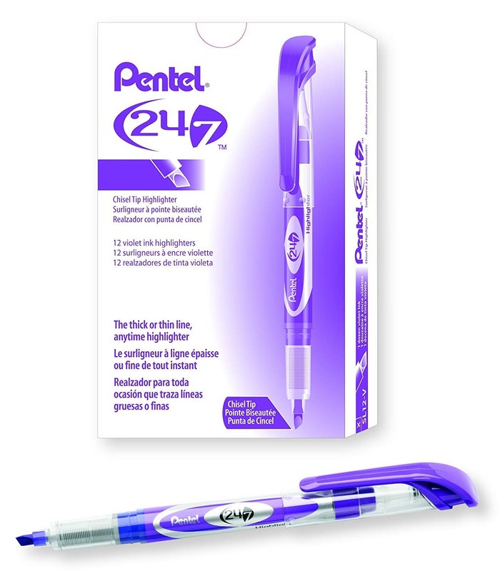 12 Count Violet Highlighter Marking Pen Chisel Tip Liquid Ink No Bleed gallery