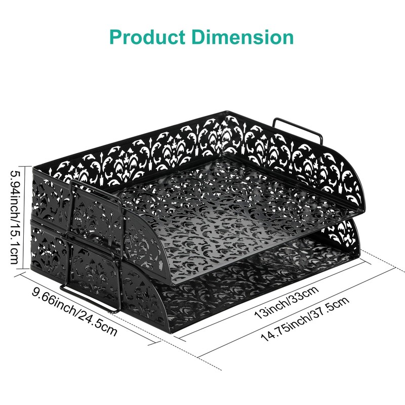 Paper Organizer for Desk 2 Tier Stackable Paper Tray for A4 Legal Size Folder... gallery