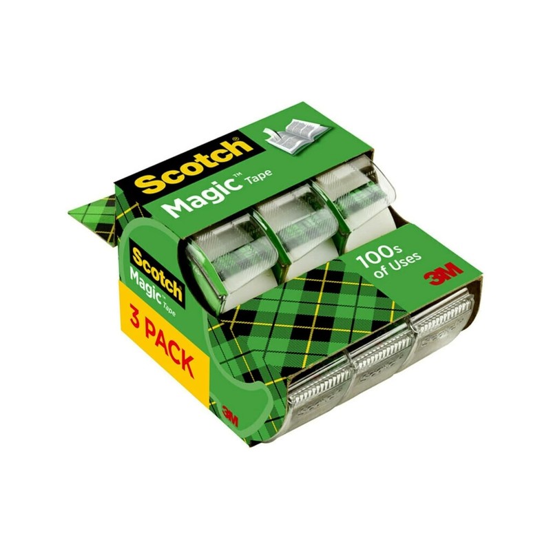 Scotch Magic Tape,3Dispensered Rolls,Numerous Applications, Invisible,Clear Tape